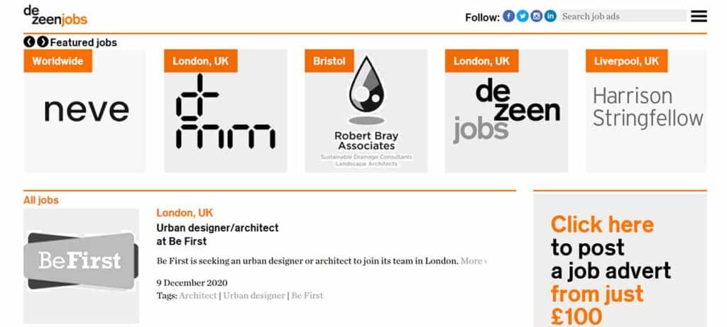 websites for architecture jobs